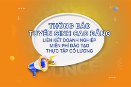 Thông báo tuyển sinh cao đẳng năm 2024 - Liên kết doanh nghiệp miễn phí đào tạo - thực tập có lương